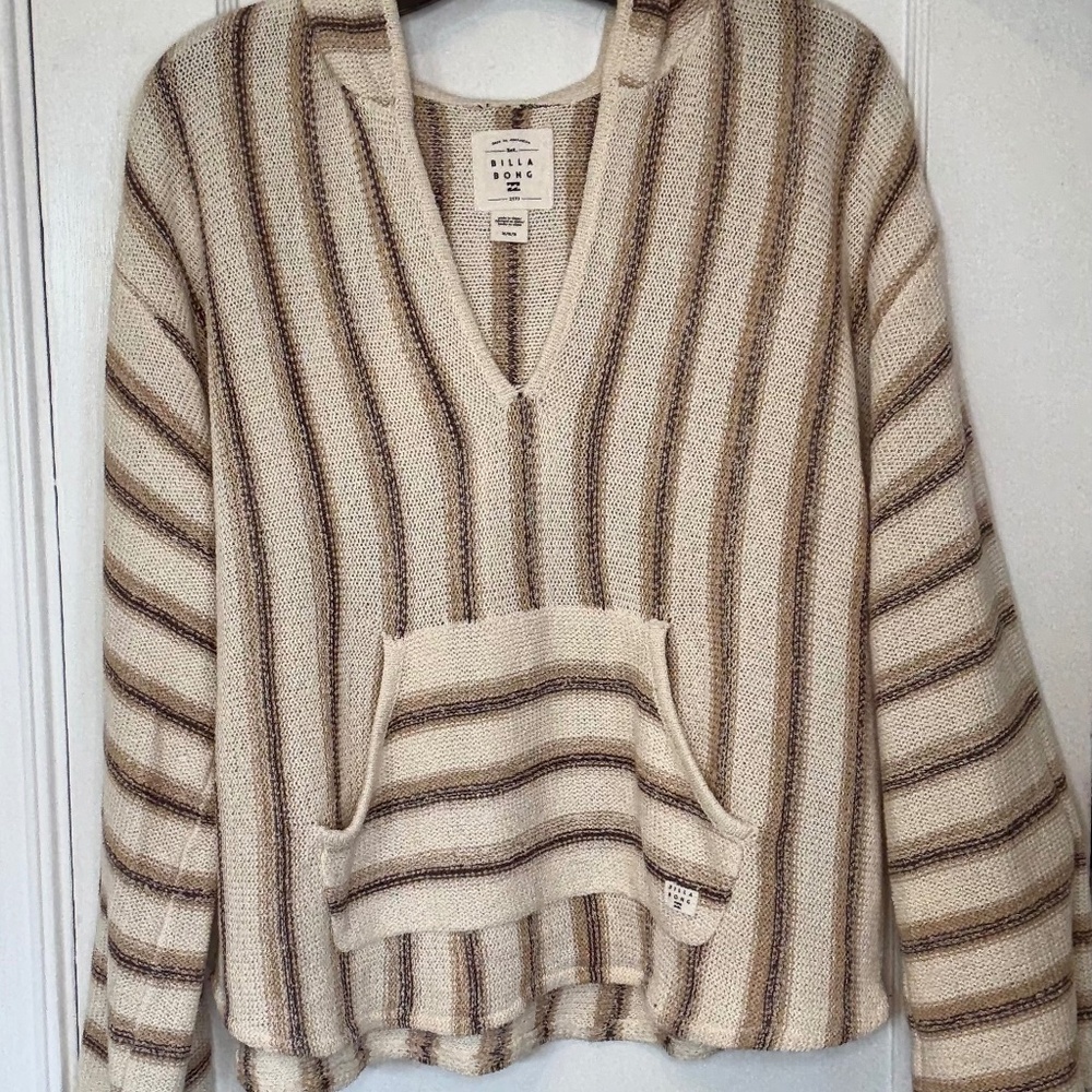 Billabong Knit Hoodie, Cream stripe, Medium